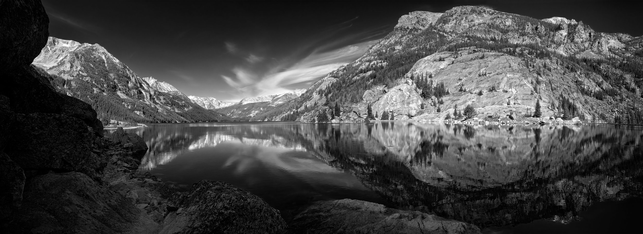 Pano mountain lake b&w by Utah Print Vault